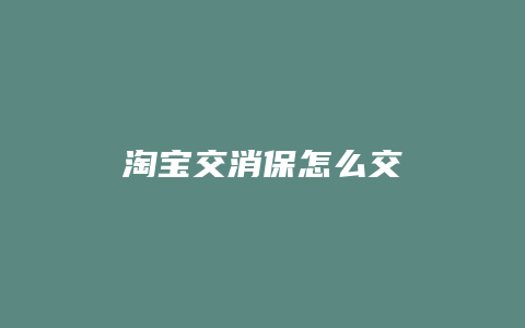 淘宝交消保怎么交