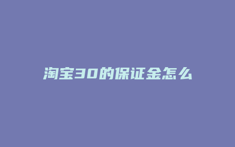 淘宝30的保证金怎么交