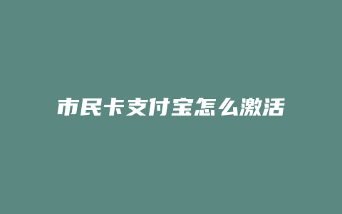 市民卡支付宝怎么激活