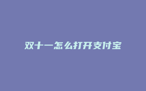 双十一怎么打开支付宝支付