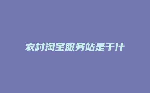 农村淘宝服务站是干什么的