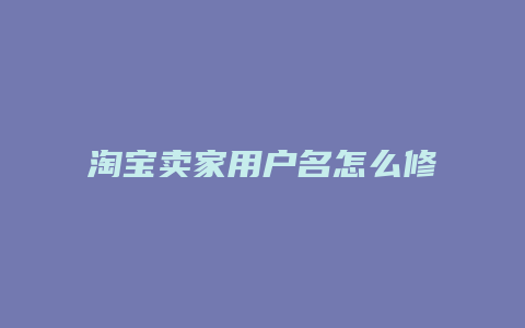 淘宝卖家用户名怎么修改