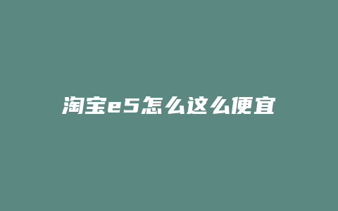 淘宝e5怎么这么便宜