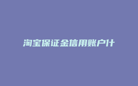 淘宝保证金信用账户什么意思