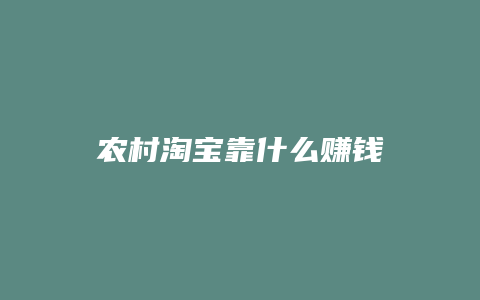 农村淘宝靠什么赚钱