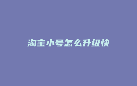 淘宝小号怎么升级快