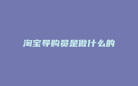 淘宝导购员是做什么的