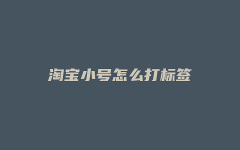 淘宝小号怎么打标签