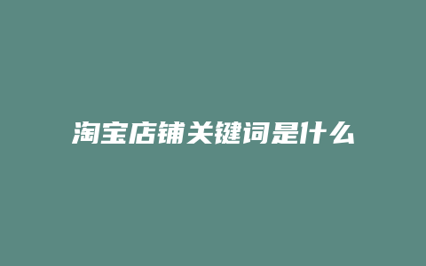 淘宝店铺关键词是什么