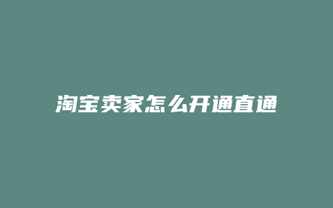 淘宝卖家怎么开通直通车