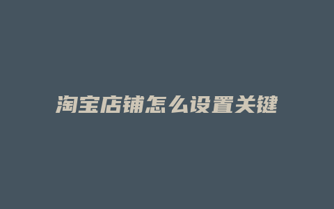 淘宝店铺怎么设置关键字