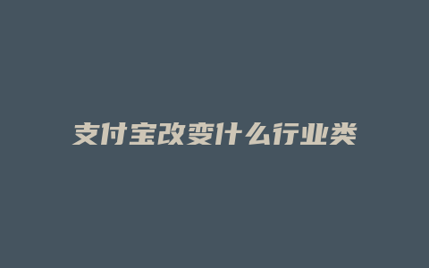 支付宝改变什么行业类型