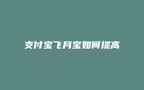 支付宝飞月宝如何提高收益