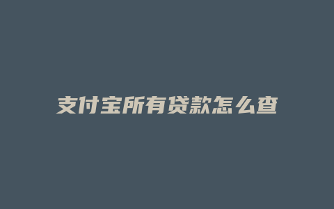 支付宝所有贷款怎么查看