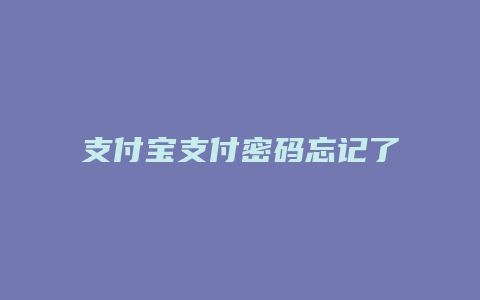 支付宝支付密码忘记了怎么办