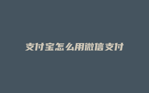 支付宝怎么用微信支付