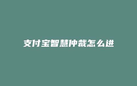 支付宝智慧仲裁怎么进入