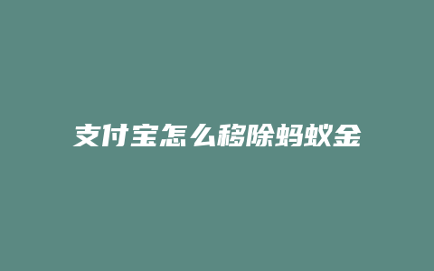 支付宝怎么移除蚂蚁金