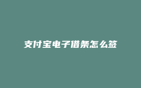 支付宝电子借条怎么签