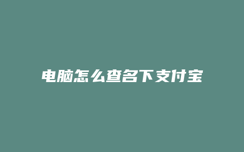 电脑怎么查名下支付宝