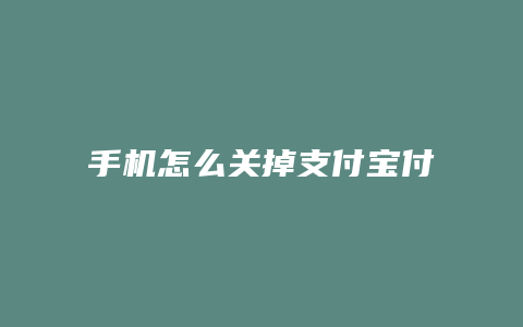 手机怎么关掉支付宝付款