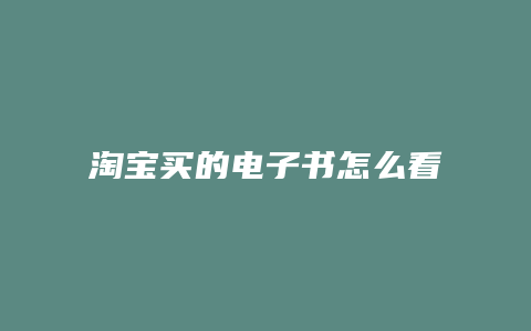 淘宝买的电子书怎么看