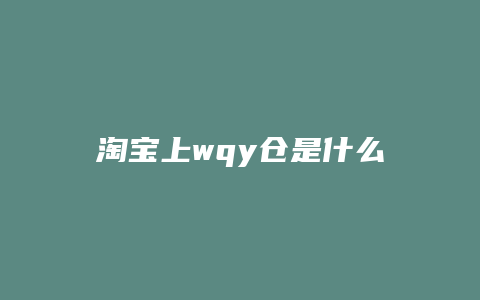 淘宝上wqy仓是什么意思