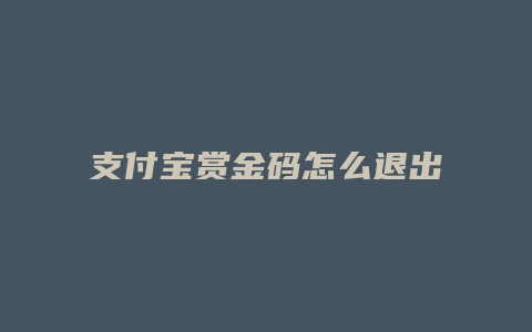 支付宝赏金码怎么退出