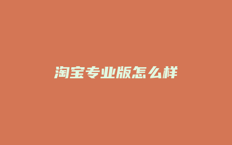 淘宝专业版怎么样