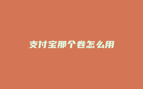 支付宝那个卷怎么用