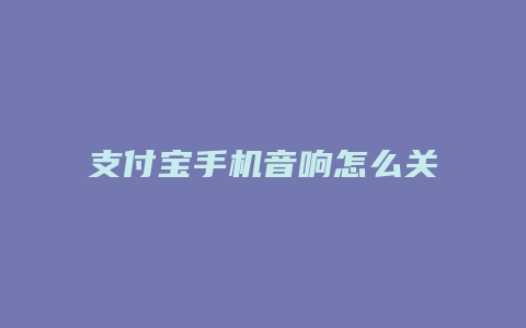 支付宝手机音响怎么关闭