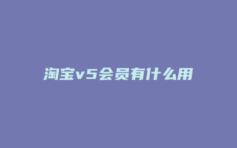 淘宝v5会员有什么用