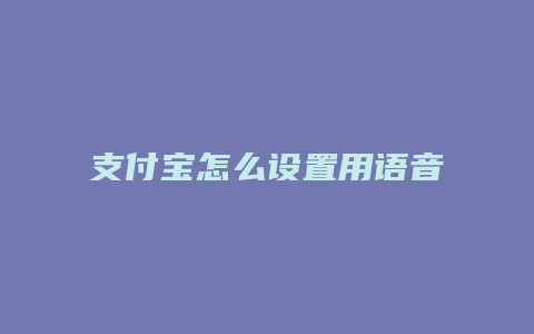 支付宝怎么设置用语音