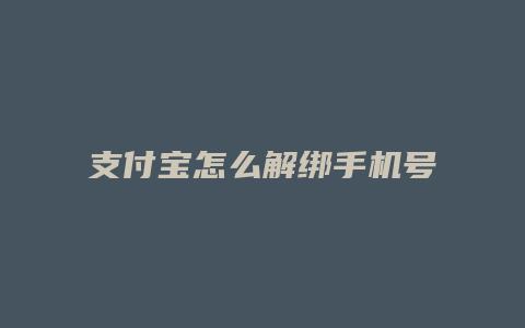 支付宝怎么解绑手机号