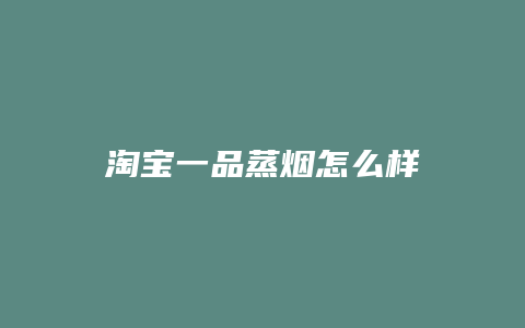 淘宝一品蒸烟怎么样