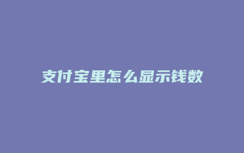 支付宝里怎么显示钱数