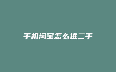 手机淘宝怎么进二手