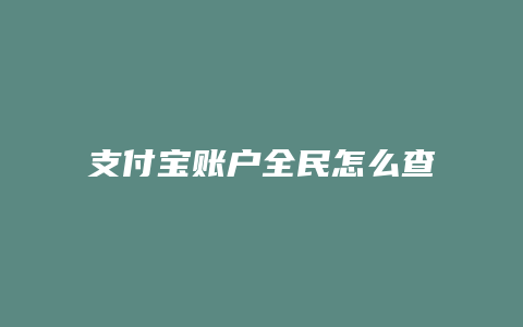 支付宝账户全民怎么查看