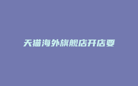 天猫海外旗舰店开店要求多少钱