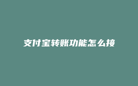 支付宝转账功能怎么接收