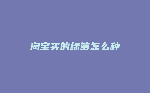 淘宝买的绿箩怎么种