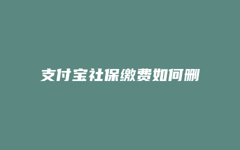 支付宝社保缴费如何删除