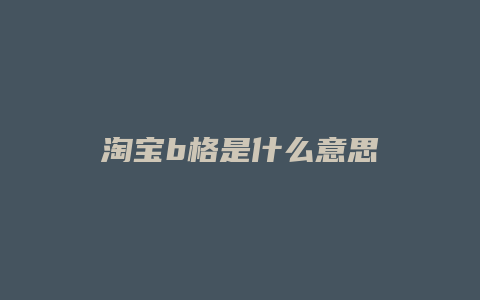 淘宝b格是什么意思