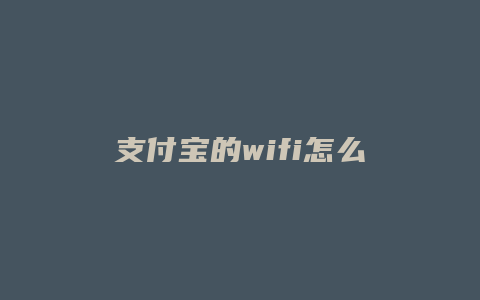 支付宝的wifi怎么交费