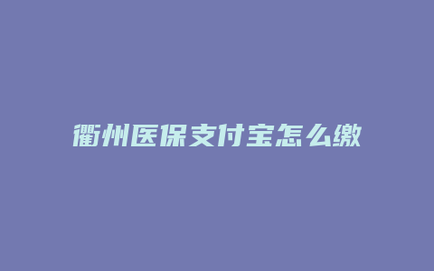 衢州医保支付宝怎么缴