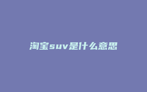 淘宝suv是什么意思