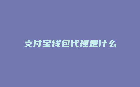 支付宝钱包代理是什么