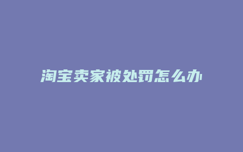 淘宝卖家被处罚怎么办