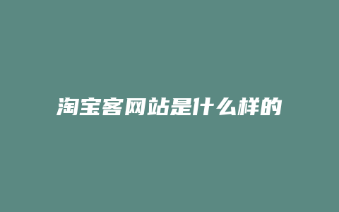 淘宝客网站是什么样的