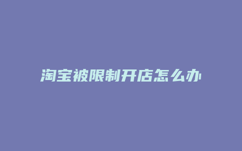 淘宝被限制开店怎么办